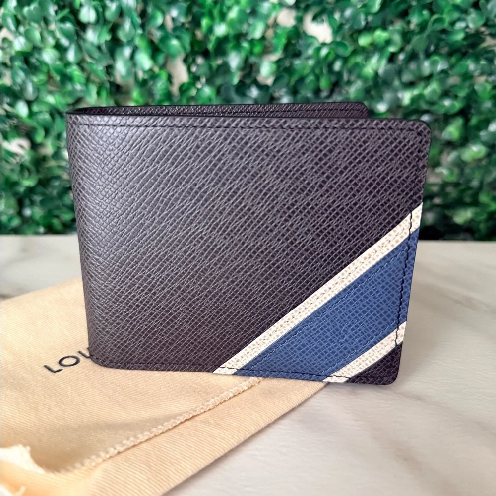Louis Vuitton Men’s Bi-Fold Money Clip Wallet in Black and Blue Authentic - Picture 2 of 7